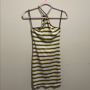 Forever 21 Striped Halter Mini Dress - White, Green, Brown, Blue